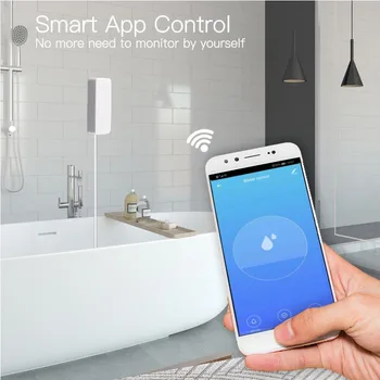 Tuya WiFi Smart Potvynių Jutiklis, Vandens Nuotėkio Jutiklis Potvynių Perpildymo Įspėjimo Apsaugos Signalizacijos Sistema Smart Gyvenimo App Nuotolinio Valdymo