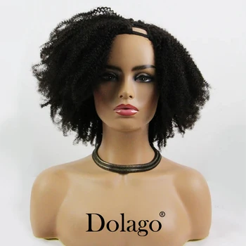 U Dalis Afro Keistą Garbanotas Perukas Žmogaus Plaukų Brazilijos Mergelių Plaukų Upart Perukai Gamtos 4B 4C Keistą Garbanotas Black Moteris Dolago