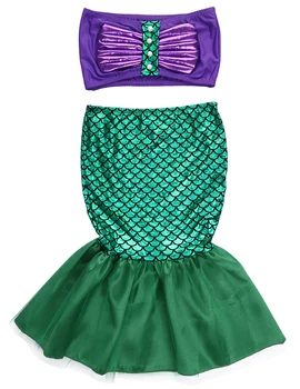 Undinėlės uodega princesė arielis suknelė cosplay kostiumas vaikams girl išgalvotas žalia suknelė