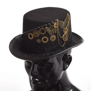 Unisex Senovinių Įrankių Drugelis Juoda Steampunk Top Hat