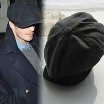 Unisex Tvido eglute Gatsby Bžūp Vyrų Vilnonių Derliaus Beretė Hat, Black Mens Ponios Butas 8 Skydelis Baker Boy Newsboy Žiemos Retro