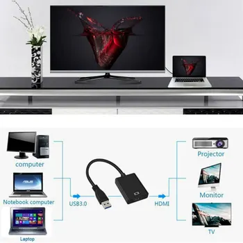 USB 3.0 HDMI Konverteris USB3.0 HDMI Grafinis Adapteris, Multi Ekranas HD 1080P Vaizdo Kabelį iš KOMPIUTERIO, Nešiojamojo kompiuterio ir Projektoriaus HDTV