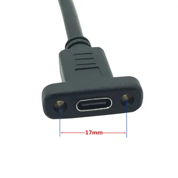 USB C Kabelio Moterų moterims, C Tipo Adapteris 10Gbps USB 3.1 Adapteris su Panel Mount Varžtas USB Tipas-C Jungtis, Keitiklis, 0,3 M