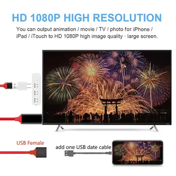 USB C Tipo HDMI Kabelis, Mikro Moterų ir Vyrų USB į HDMI HD 1080P HDTV Adapteris Kabelio Konverteris, skirtas 