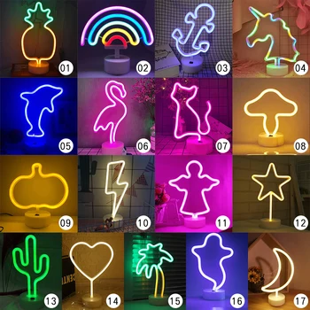 USB Neon Naktį Šviesos diodų (LED) Kūrybos Mėnulis Kaktusas Formos Spalvinga Stalo Lempa Namuose Šalis Vestuvių Lempos Apdaila Flamingo Kalėdų Dovana