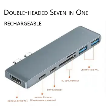 Usb tipo c hub su hdmi, USB 3.0 HDMI Adapteris Dokas 4K Doko Adapteris 3A PD greito įkrovimo APPLE MacBook Splitter Uosto C Tipo STEBULĖS