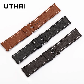 UTHAI Z15 Watchbands 18-24mm Veršiuko Odos Dirželis dvipusis viršutinis sluoksnis odos minkštas ir patogus high-end dirželis