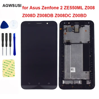 Už Asus Zenfone 2 ZE550ML Z008 Z008D Z008DB Z008DC Z00BD skystųjų KRISTALŲ Ekrano Skydelis Jutiklinis Ekranas skaitmeninis keitiklis Jutiklis Asamblėja