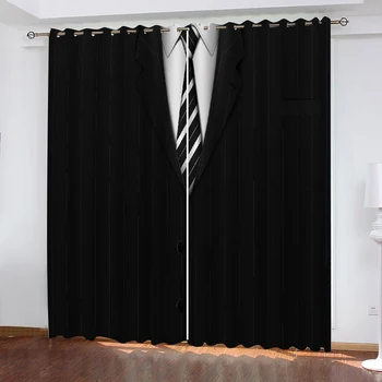 Užuolaidos Apdailos Europos 3D Užuolaidas kambarį Blackout Marškiniai, kostiumas, kaklaraištis, juodos ir baltos užsakymą 3d užuolaidų audinys