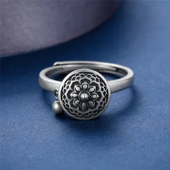 V. YA 925 Sidabro Budistų Žiedas Moterims Tibeto Maldos Varantys Žiedas Mantra OM Žiedas Sėkmės Moterų Žiedas
