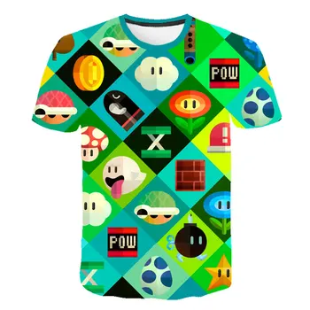 Vaikai 3D Mario Print T-marškiniai, Kostiumas Berniukams, Mergaitėms Vasaros Tees Viršuje, Drabužiai Vaikams, Drabužiai Kūdikiams Atsitiktinis Marškinėlius