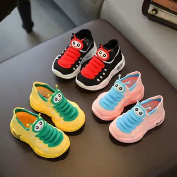 Vaikai Batai Minkšto Dugno Sneaker Pirmą Vaikštynės caterpillar Sportiniai Bateliai Slip-On Mergaitės Berniukai Mielas Gyvūnų Bėgimo Batas