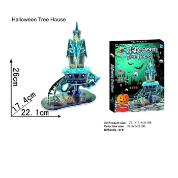 Vaikai Dėlionė 3D Dėlionės Žaidimai, Popieriniai, Galvosūkiai Vaikams Švietimo Žaislai, Moliūgų Žibintų Kalėdų House Halloween Dovana