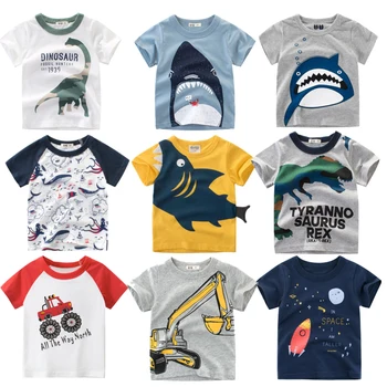 Vaikai marškinėlius gyvūnų spausdinti Medvilnės 2021 M. Vasarą mažylis berniukas marškinėliai ryklys Atspausdintas Trumpas Rankovės baby girl marškinėliai vaikams drabužių