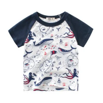Vaikai marškinėlius gyvūnų spausdinti Medvilnės 2021 M. Vasarą mažylis berniukas marškinėliai ryklys Atspausdintas Trumpas Rankovės baby girl marškinėliai vaikams drabužių