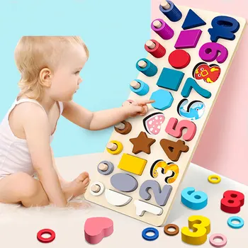 Vaikai Montessori Žaislai, Mediniai Švietimo Žaislai, Geometrinės Formos Pažinimo Žaislai, Dėlionės Matematikos Žaislai Anksti Švietimo Žaislas Vaikams