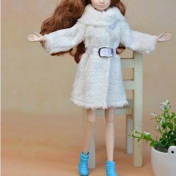Vaikams Žaislas, Lėlė Priedai Žiemą Šiltas Dėvėti Rožinės Spalvos Kailiniai Paltai Mini Drabužius Barbie Lėlės Kailio Lėlės Drabužių Su Juosmens Diržas