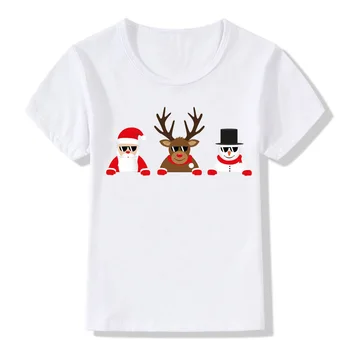 Vaikiški Marškinėliai Mergaitė Berniukas Mados Kalėdų Animacinių Filmų Spausdinti Balti Trumpomis Rankovėmis Apvalios Apykaklės Vaikas, Berniukas, Mergaitė, T-Shirt
