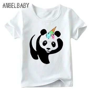 Vaikus Nustebino Tepdami Panda Ledų Atspausdinta marškinėliai Berniukams ir Mergaitėms Vasaros Baltos Viršūnės Vaikams, Cartoon T-shirt
