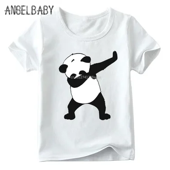 Vaikus Nustebino Tepdami Panda Ledų Atspausdinta marškinėliai Berniukams ir Mergaitėms Vasaros Baltos Viršūnės Vaikams, Cartoon T-shirt