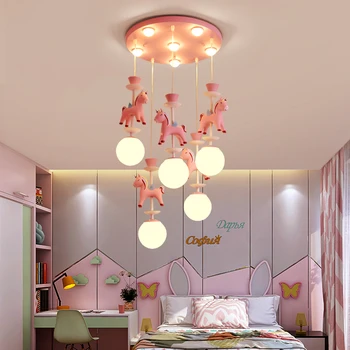 Vaikų kambario šviestuvo karuselė modernus minimalistinio kambarį lempos berniukas mergaitė princesė miegamojo lempa kūdikio kambario apšvietimo
