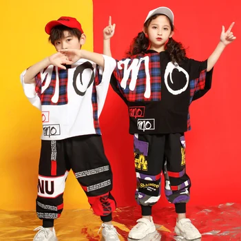 Vaikų Koncertas Hoodie Marškinėlius Šokių Hip-Hop kostiumų, Drabužių Komplektus Šokio Kostiumai Mergaitės Berniukai Pramoginiai Etape Šokių Streetwear