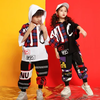 Vaikų Koncertas Hoodie Marškinėlius Šokių Hip-Hop kostiumų, Drabužių Komplektus Šokio Kostiumai Mergaitės Berniukai Pramoginiai Etape Šokių Streetwear