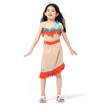 Vaikų Mergaičių Matoaka Princesė Dress Helovinas Cosplay Kostiumai Vaikams Mergina Indėnų Vaidmenį Vaidina Apranga