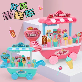 Vaikų žaisti namus, ledų pardavimo krepšelį Modeliavimas ledų, saldainių krepšelį žaislas mergina rinkinys