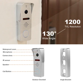 Vaizdo Doorbell Namų Domofonas Laidinio 7 colių HD Monitorius su infraraudonųjų SPINDULIŲ Naktinio Matymo Doorbell Kamera Parama Judesio Jutiklis Vaizdo Duris Telefono