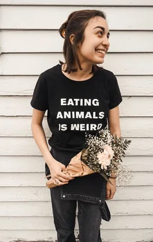 Valgyti Gyvūnus, Yra Keista Tee Moterims Veganų Marškinėliai Vasaros Mados Grafinis Tumblr Tshirts Juokinga Vegetaras Humoro Marškinėliai Komplektai