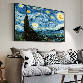 Van Gogh Žvaigždėtą Naktį Garsus Meno Drobė Paveikslų Ant Sienos Menas, Plakatų Ir grafikos Impresionistų Meno Nuotraukos Namų Puošybai