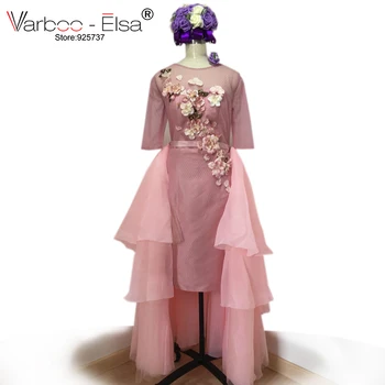 VARBOO_ELSA 2018 elegantiškas vakarines sukneles ROŽINĖS spalvos GĖLĖS šalis suknelės apvalkalą everning dress satino prom dress