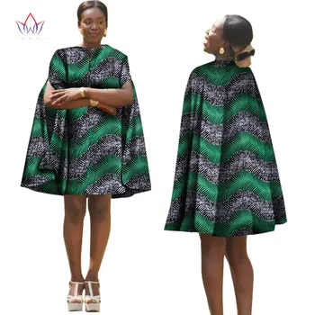 Vasaros Afrikos Moterų Suknelė Su Apsiaustu ir Afrikos Tradicinių Modelis Atspausdinta Suknelės Atgal Užtrauktukas Plius Dydis Suknelės, Šaliai, WY1319