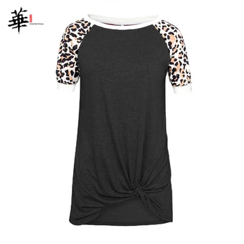 Vasarą Moteris Tshirts Basic Marškinėliai Moterims Leopard Kratinys Viršuje Femme T-Atsitiktinis marškinėliai trumpomis Rankovėmis Viršūnes Moterų Ilgi marškinėliai