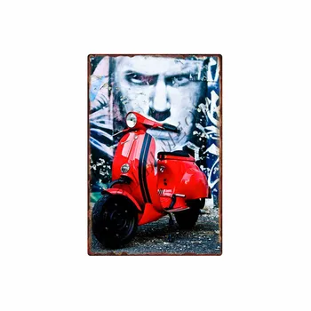 Vespa Motociklų Derliaus italijos Electrocar Metalo Plakatas Įlankos Lenktynių Tapybos Sienos Menas Plokštės Automobilių Garažas Klubo Namų Dekoro WY120