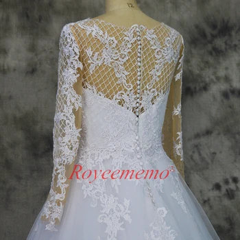 Vestido de Noiva naujas nėrinių dizaino vestuvinė suknelė ilgomis rankovėmis nuogas tiulio vestuvių suknelė didmeninės kainos nuotakos suknelė gamykloje pagamintas
