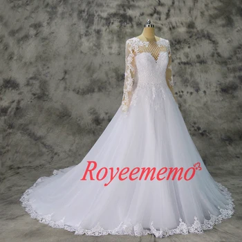 Vestido de Noiva naujas nėrinių dizaino vestuvinė suknelė ilgomis rankovėmis nuogas tiulio vestuvių suknelė didmeninės kainos nuotakos suknelė gamykloje pagamintas