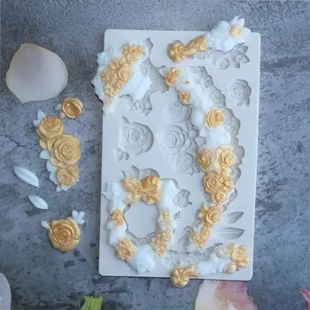 Vestuvių Gėlės Ir Garland Silikono Formų Minkštas Tortas Dekoravimo Formų Sugarcraft Šokoladas, Kepimo Įrankiai Pyragai Gumpaste Forma