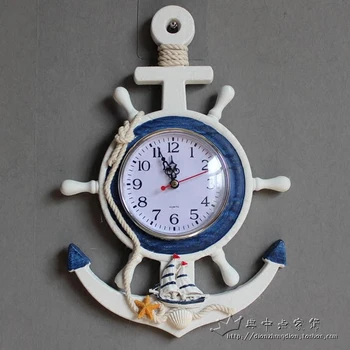 Viduržemio jūros regiono Medienos 3d Sieninis Laikrodis Silent Vairininkas Laikrodis Kūrybos Mėlyna Balta Namuose Vaikų Kambarį, Horloge Murale Namų Dekoro SC230