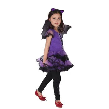 Violetinė Batgirl Cosplay kostiumų Sparnus Mergaitės Vaikams Helovinas šalis kostiumas mergaitėms