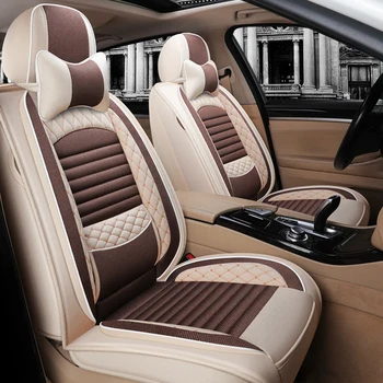 Visiška linų pluošto automobilių sėdynės padengti automobilių sėdynės apima mitsubishi montero outlander 3 xl pajero 2 3 4 sportas