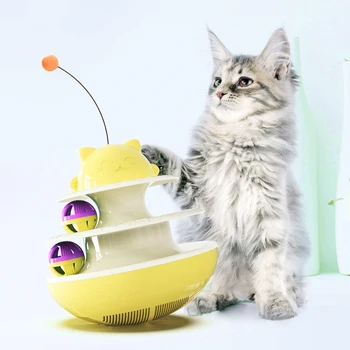 Visiškai Naujas 3 Spalvų Drabužiai-Atsparus Ir Patvarus Katės Masažuoklis 2 Lygis Dainos Ball Žaislas Augintiniai Kačiukas Žaisti Žaislas Įdomus Ir Pramogų