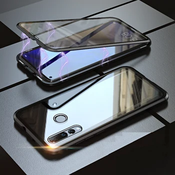 Visą Magnetinis Dangtelis Atveju, Huawei P Smart Z Atveju 360 dvigubi šoniniai Stiklai Padengti y9 2019 Magnetas Metalo Y9 Premjero 2019 atveju