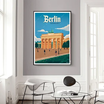 Vokietijos Sostinėje Berlyne Kelionės Sienos Menas, Plakatų Ir Grafikos Sienos Nuotraukas Derliaus Nuotrauką Kraft PosterDecor Nuotraukas Gife Neįrėminti