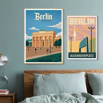 Vokietijos Sostinėje Berlyne Kelionės Sienos Menas, Plakatų Ir Grafikos Sienos Nuotraukas Derliaus Nuotrauką Kraft PosterDecor Nuotraukas Gife Neįrėminti