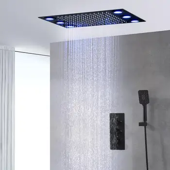 Vonios kambarys Prabanga 304 Nerūdijančio Plieno, Viršutinė Dušo Galva Sistemos Termostatiniai Maišytuvai LED Lietaus Dušo Maišytuvas Rinkinys