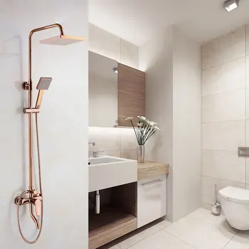 Vonios kambarys rose gold dušo komplektas sienos montuojamas 8