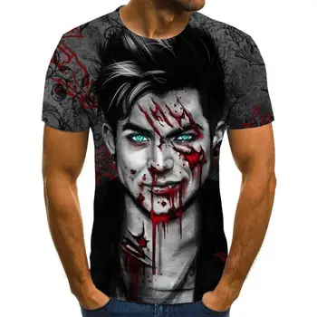 Vyrai 3d T marškinėliai Mados Naujų Vasaros vyriški trumpomis Rankovėmis T-shirt Atsitiktinis 3D Zombie Spausdinti siaubo Marškinėlius Žmogui trumpomis rankovėmis viršūnes