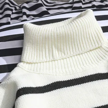 Vyrai Dryžuotas Megztiniai, Laisvalaikio Paprasta, Viskas-rungtynės Kasdien Sweater Mens Žiemos Storesnis Kietas Mezgimo Šilta Balta Pagrindinės Drabužiai